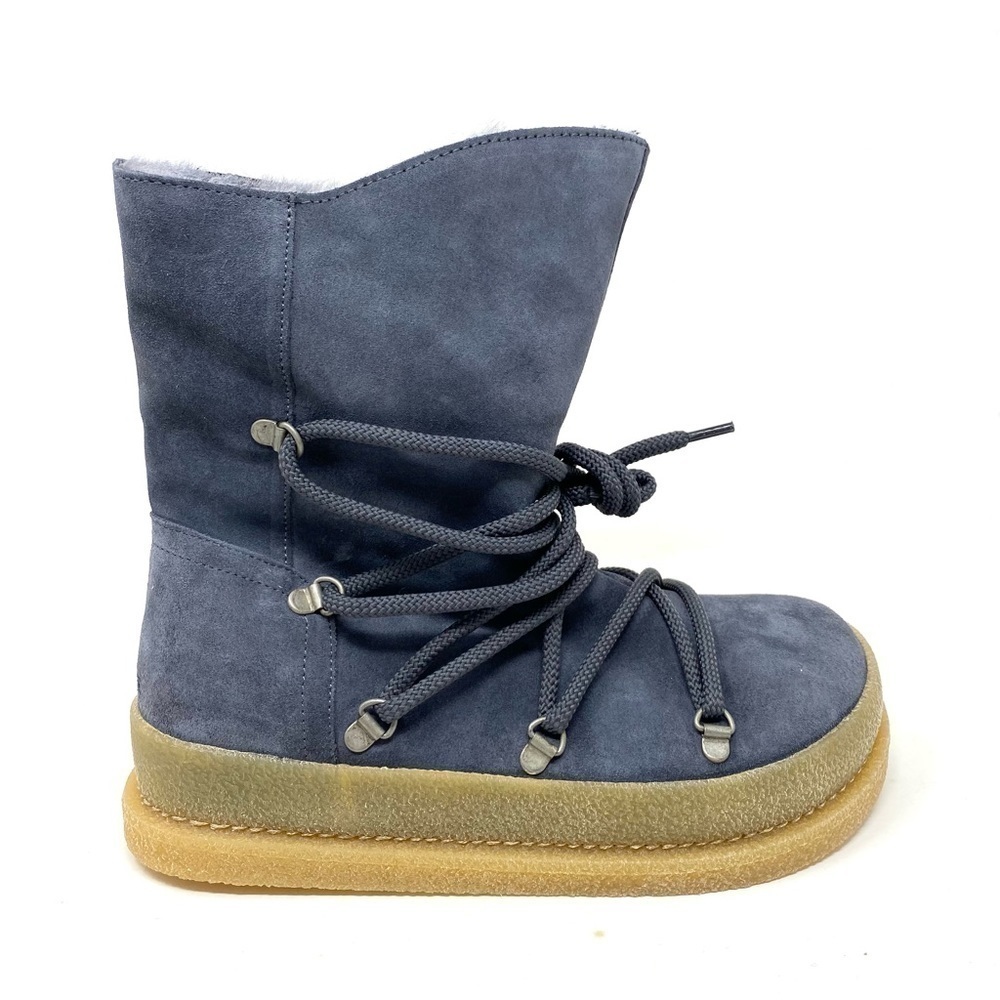 Birkenstock Masi Graphite Suede Leather Lace Up Shearling Lined Boots - Picture 2 of 10